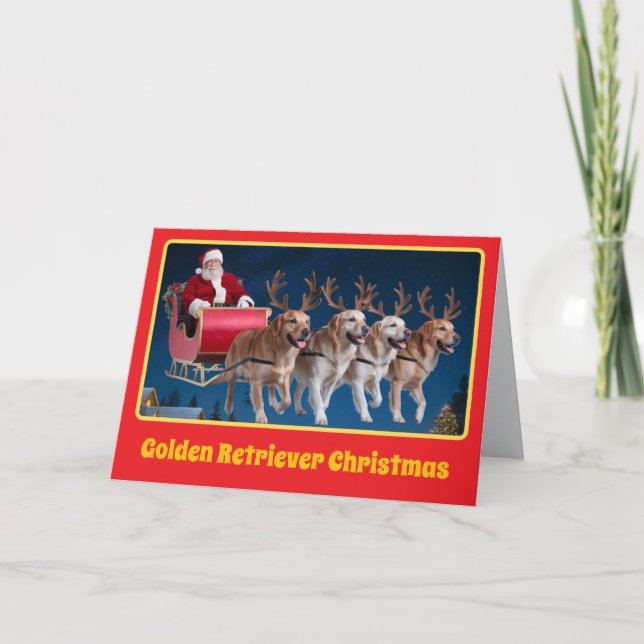 Tarjeta Perrito Golden Retriever Divertido Navidad (Anverso)
