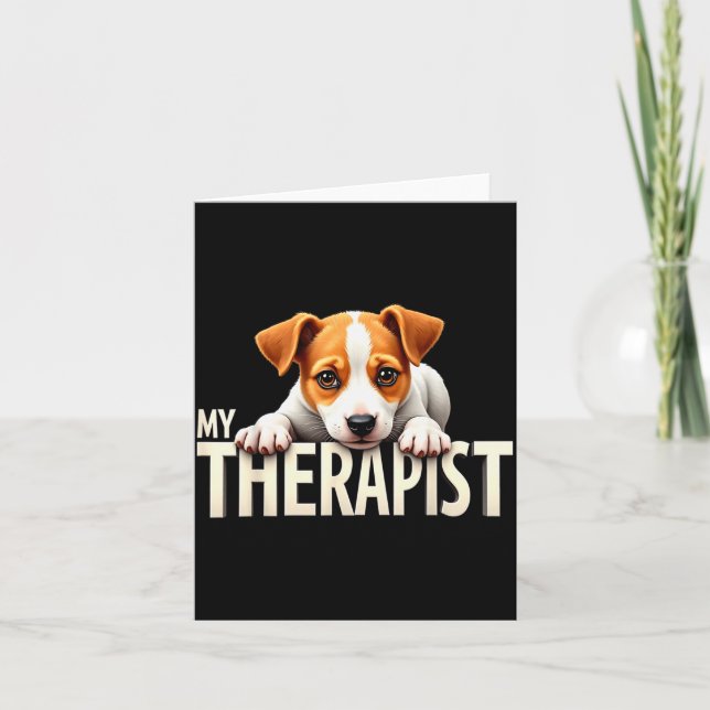 Tarjeta Perrito Jrt Divertido Mi Therast Jack Russell Terr (Anverso)