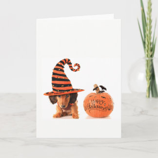 Tarjeta Perrito lindo Halloween del Dachshund
