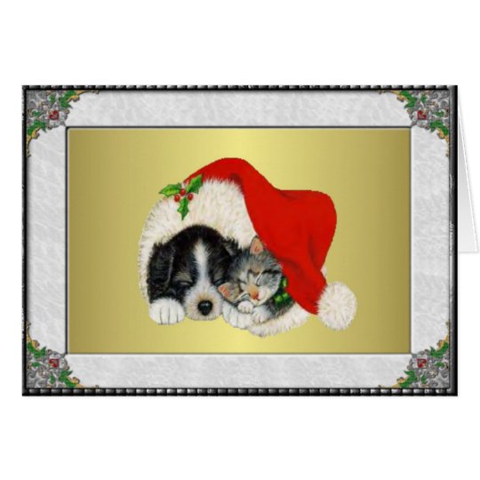 Tarjeta Perrito y gatito dulces