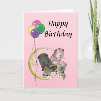 Tarjeta Perritos de Shar-Pei del chino con feliz