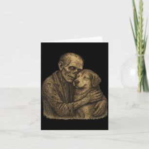 Tarjeta Perro abrazando zombie gótico de Halloween Amantes