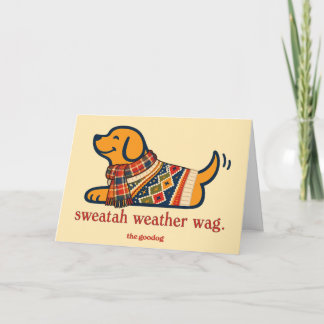 Tarjeta Perro Acogedor de Otoño con Suéter
