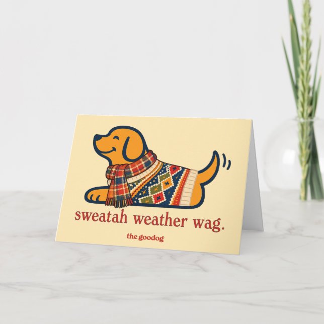 Tarjeta Perro Acogedor de Otoño con Suéter (Anverso)