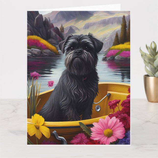 Tarjeta Perro Affenpinscher en un pádel: una aventura escé (Planta pequeña)