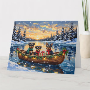 Tarjeta Perro Affenpinscher Navidad Barco Fiesta