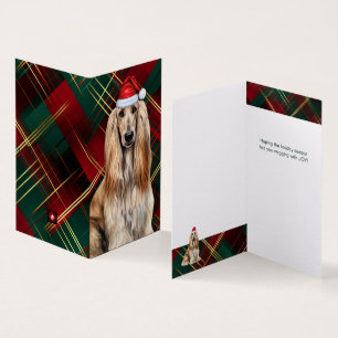 Tarjeta Perro afgano de Navidad con Cuadros Navideños