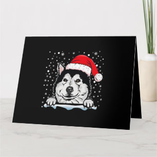 Tarjeta Perro Alaskan Malamute Navidades de perros Santa H