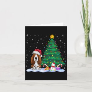 Tarjeta Perro apuesto árbol de navidad alumbra al reno Gor