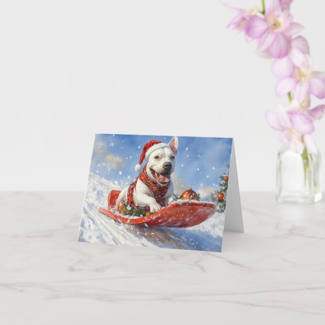 Tarjeta Perro asqueroso con nieve, Navidades que nieva (Orquídea)