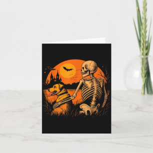 Tarjeta Perro Atardecer Esqueleto Halloween Espeluznante A