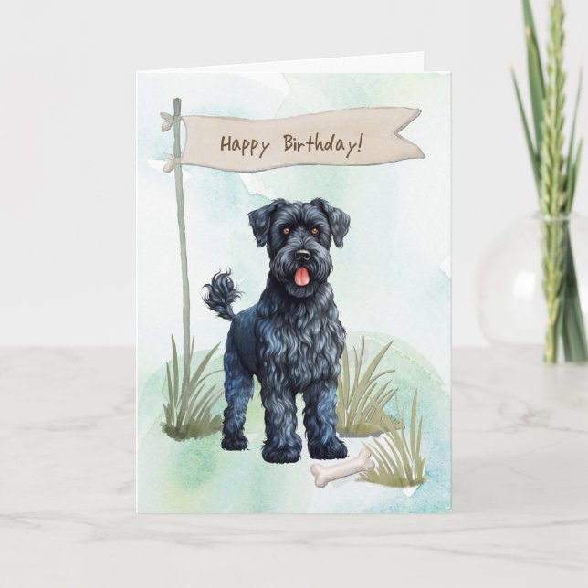 Tarjeta Perro azul del azul de Kerry bajo Rótulo de cumple (Anverso)