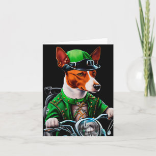 Tarjeta Perro Basenji conduciendo bicicleta el día de San 
