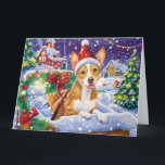 Tarjeta Perro Basenji en Navidades de Nieve en Sleigh<br><div class="desc">Perro en Sleigh cabalgando por la nieve,  Navidades regalan idea para los amantes del perro.</div>