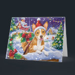 Tarjeta Perro Basenji en Navidades de Nieve en Sleigh<br><div class="desc">Perro en Sleigh cabalgando por la nieve,  Navidades regalan idea para los amantes del perro.</div>