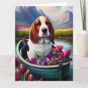 Tarjeta Perro Basset Hound en una paleta: Una aventura esc