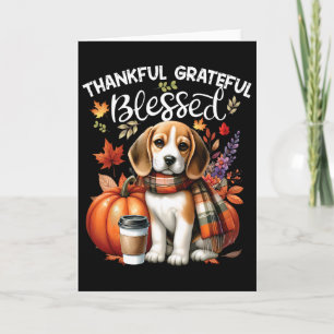 Tarjeta Perro Beagle Agradecido Bendito Feliz Otoño Y'