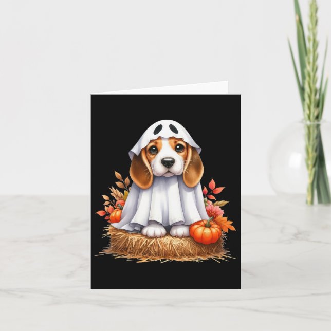 Tarjeta Perro Beagle De Halloween Con Perros De Dueño De P (Anverso)