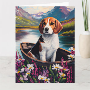 Tarjeta Perro Beagle en una Paleta: Una Aventura Escénica