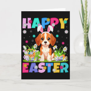 Tarjeta Perro Beagle Feliz Pascua Caza de Huevos Oreja de 