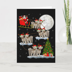 Tarjeta Perro Bichon Frise Santa Trineo Volador Divertido