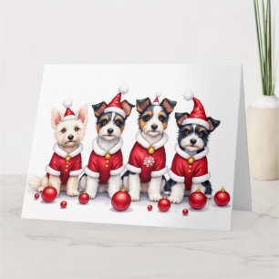 Tarjeta Perro Biewer Terrier vestido de Navidad con sombre