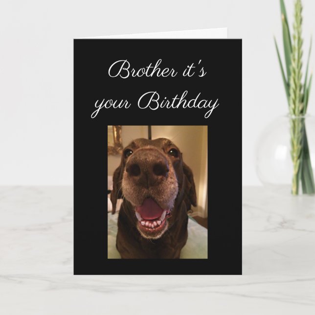 Tarjeta Perro Big Nose Divertido Hermano Cumpleaños Perro  (Anverso)