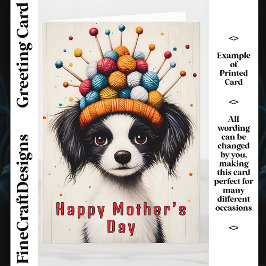 Tarjeta Perro Blanco y Negro, Gorro de Bola de Lana CY1 Ma