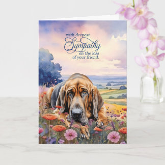 Tarjeta Perro Bloodhound con Flores Silvestres Pésame por 