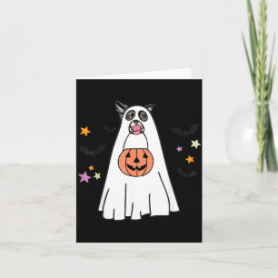 Tarjeta Perro Border Collie Blanco Y Negro Boo Halloween