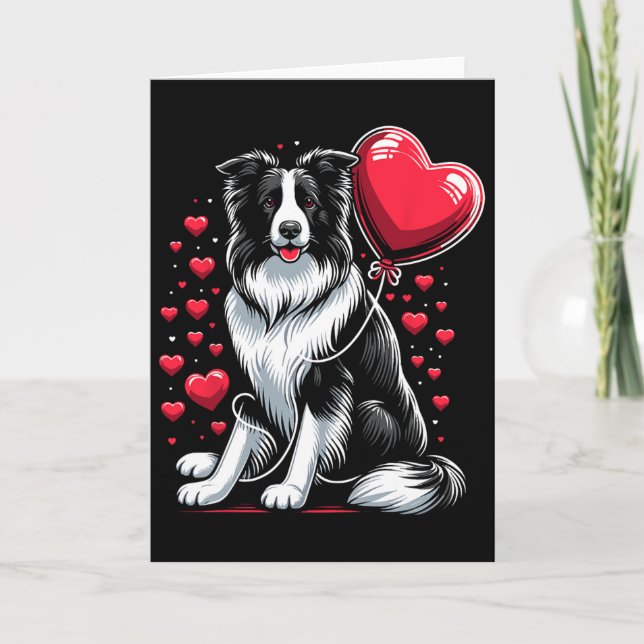 Tarjeta Perro Border Collie Día de San Valentín Dueño de P (Anverso)
