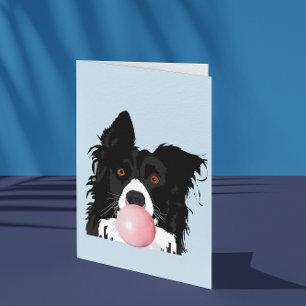 Tarjeta Perro Border Collie Soplando Chicle
