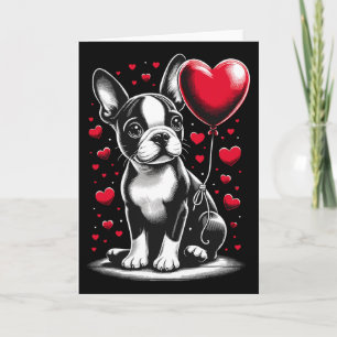Tarjeta Perro Boston Terrier Dueño de perro en San Valentí