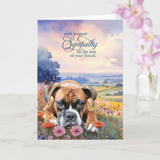 Tarjeta Perro Boxer con Flores Silvestres Pésame por Masco