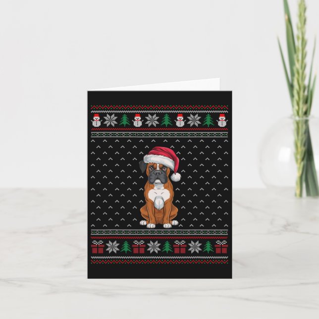 Tarjeta Perro Boxer con Santa Hat Amantes del perro de Nav (Anverso)