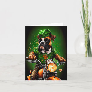 Tarjeta Perro Boxer conduciendo bicicleta Día de San Patri