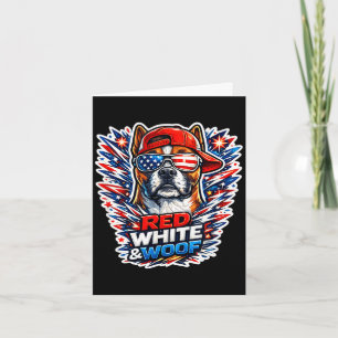 Tarjeta Perro bóxer divertido rojo blanco y woof patriótic