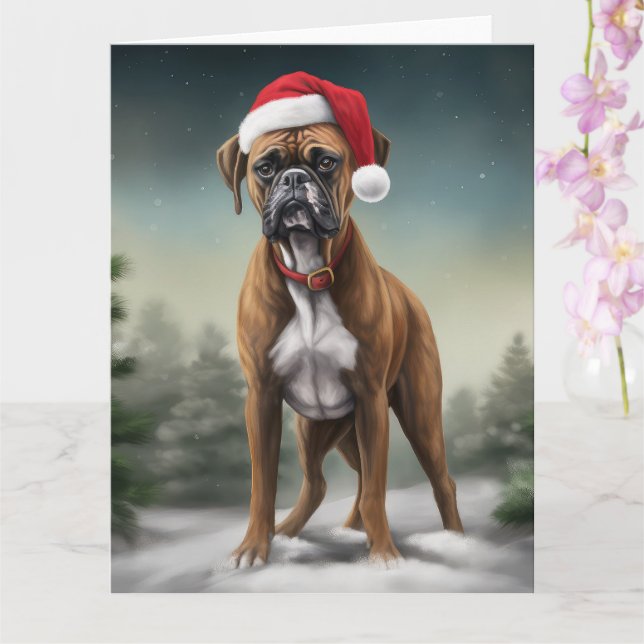 Tarjeta Perro Boxer en Navidades de Nieve (Orquídea)