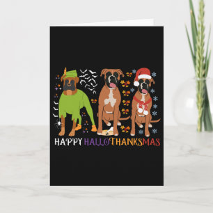 Tarjeta Perro Boxer Feliz Hallothanksmas Navidad Amante de