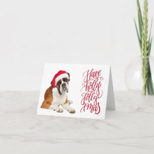 Tarjeta Perro Boxer Santa Sombrero Tiene Holly Alegre Navi