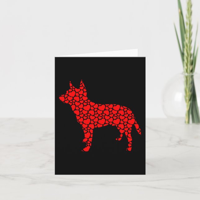 Tarjeta Perro Boyero Australiano Silueta Monada Corazón Dí (Anverso)