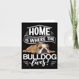 Tarjeta Perro bulldog dice dónde vive el Bulldog inglés