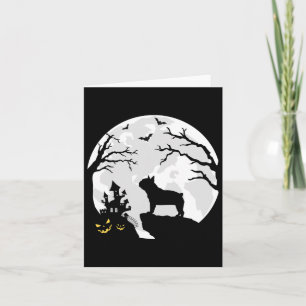 Tarjeta Perro bulldog En La Luna Vestimenta Halloween Homb