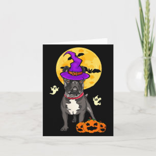 Tarjeta Perro Bulldog Francés Negro Mujer Bruja Halloween