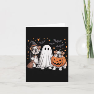 Tarjeta Perro Bulldog Inglés de Bruja Fantasma de Calabaza