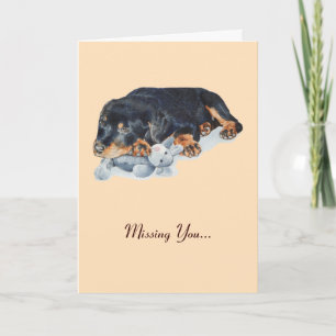 Tarjeta perro cachorro de rottweiler que te pierde