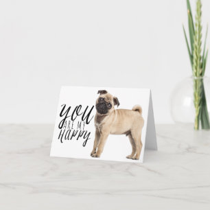 Tarjeta Perro Cachorro Pug - Amor, Hola, Pensando en Ti, H