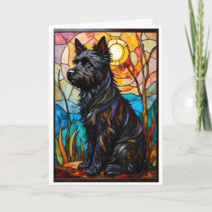 Tarjeta Perro Cairn Terrier de estilo vidrio emplomado