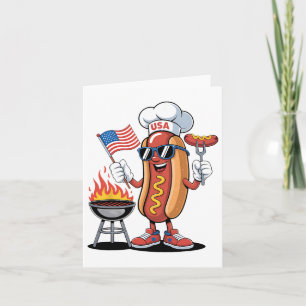 Tarjeta Perro Caliente 4 De Julio Divertido Patriótico Bbq
