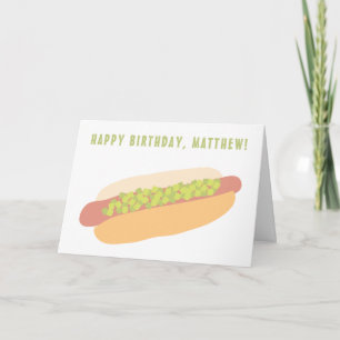 Tarjeta Perro caliente con cumpleaños personalizado y hone